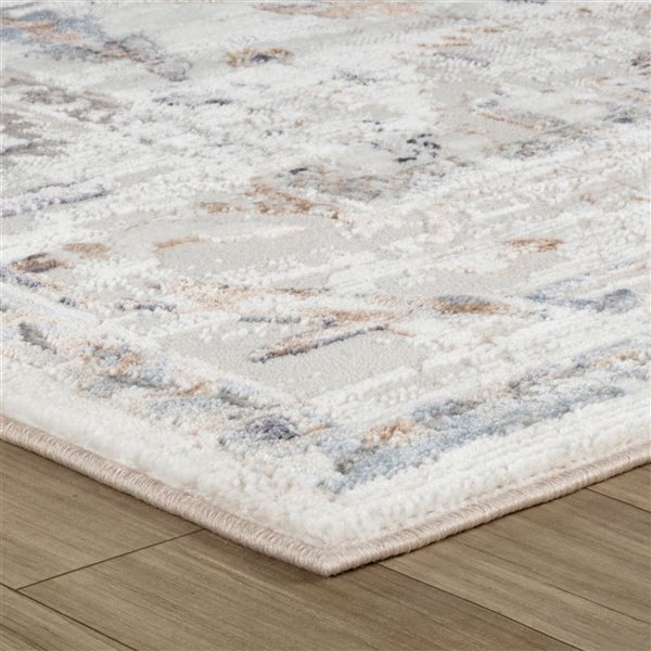 Tapis décoratif d'intérieur Atlas de Rug Branch 8 x 10 pi ivoire beige de style scandinave abstrait