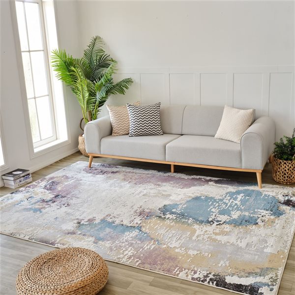 Rug Branch Nomad 4 x 6-ft Beige Blue Distressed Abstract Indoor Area Rug