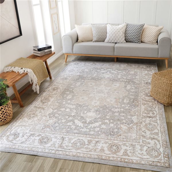 Rug Branch Cadence 6 x 9-ft Beige Grey Vintage Medallion Pattern Indoor Area Rug