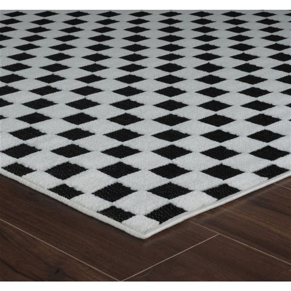 Rug Branch Maise 3 x 5-ft Black White Modern Checked Pattern Indoor/Outdoor Door Mat