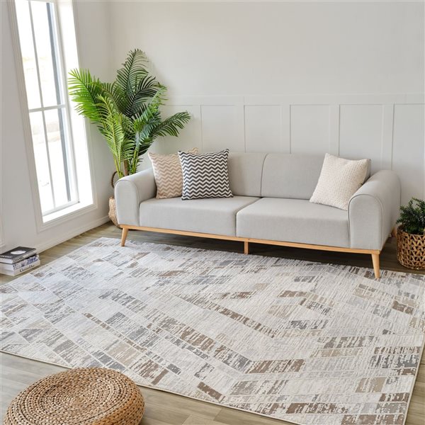 Rug Branch Nomad 5 x 7-ft Beige Brown Contemporary Abstract Indoor Area Rug