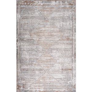 Tapis décoratif d'intérieur Atlas de Rug Branch 5 x 7 pi gris brun moderne à motif tribal