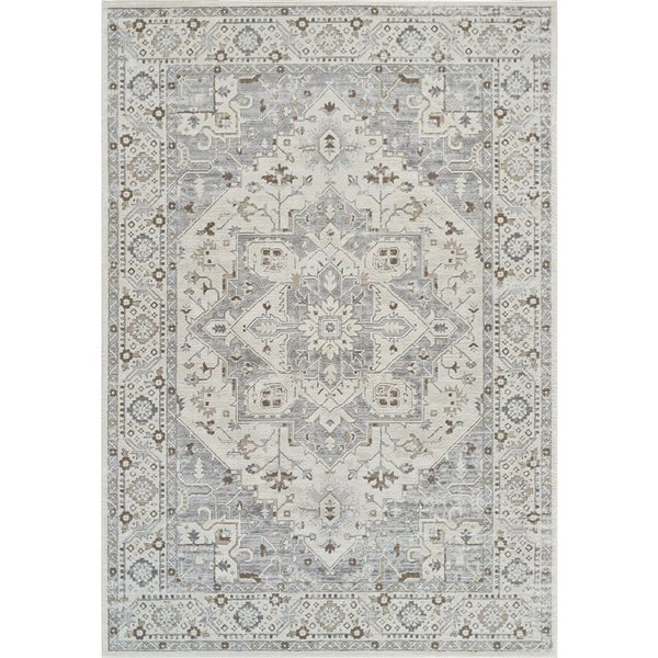 Tapis décoratif d'intérieur Nomad de Rug Branch 6 x 9 pi beige gris moderne de style persan