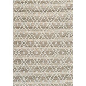 Tapis décoratif int./ext. Hogar de Rug Branch 6 x 9 pi crème brun moderne motif à losanges