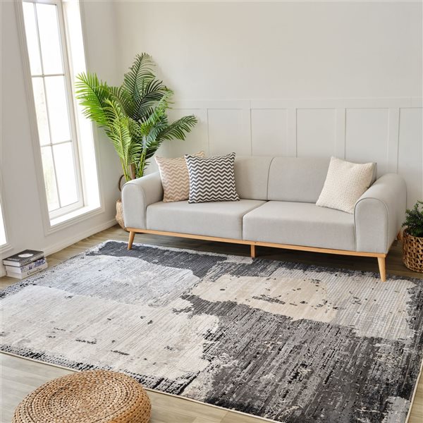 Rug Branch Nomad 6 x 9-ft Black Beige Modern Abstract Indoor Area Rug