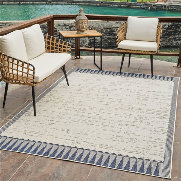 Rug Branch Maise 5 x 7-ft Cream Blue Vintage Abstract Indoor/Outdoor Area Rug