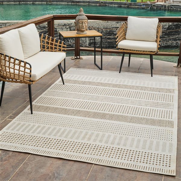 Rug Branch Maise 4 x 6-ft Beige Brown Modern Abstract Boho-Style Indoor/Outdoor Area Rug