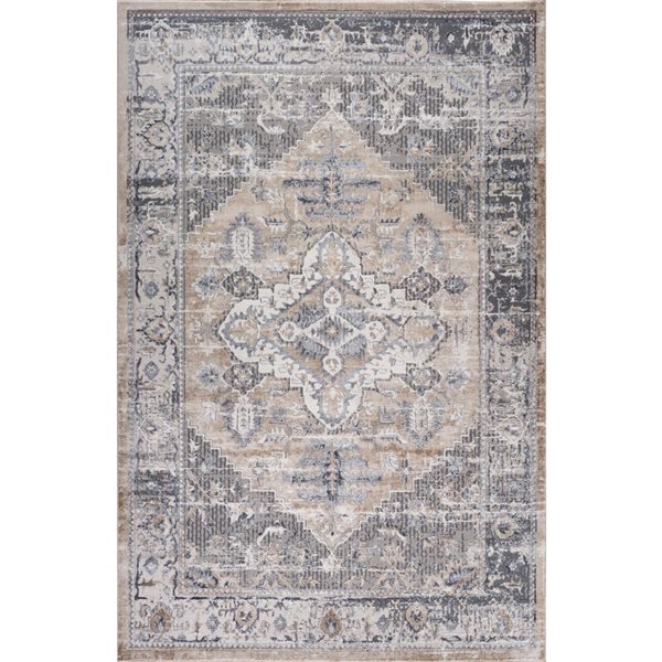 Tapis décoratif d'intérieur Atlas de Rug Branch 4 x 6 pi gris brun moderne rétro