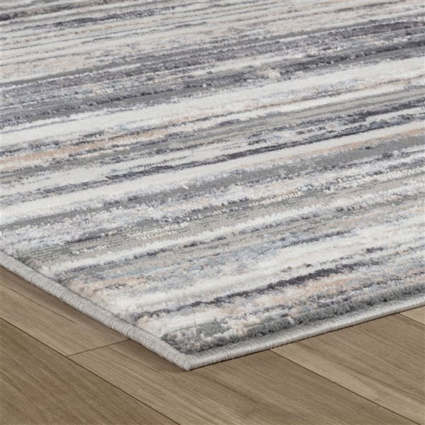 Tapis décoratif d'intérieur Atlas de Rug Branch 6 x 9 pi crème gris moderne à motif de rayures