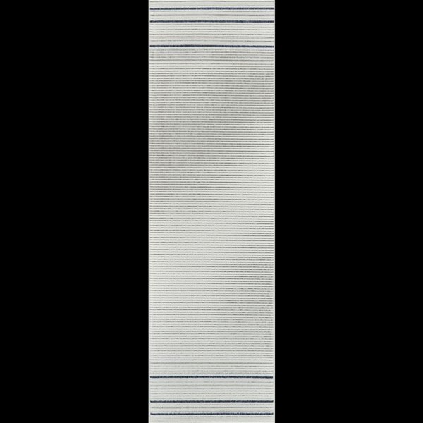 Rug Branch Maise 2 x 8-ft Cream Blue Modern Striped Pattern Indoor/Outdoor Runner Rug