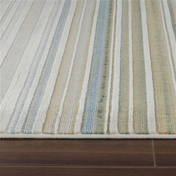 Rug Branch Nomad 5 x 7-ft Beige Blue Boho-Style Striped Pattern Indoor Area Rug