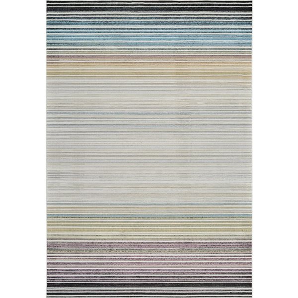 Rug Branch Nomad 5 x 7-ft Beige Blue Boho-Style Striped Pattern Indoor Area Rug