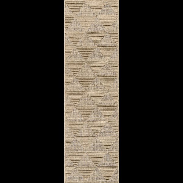 Tapis de couloir int./ext. Hogar de Rug Branch 2 x 8 pi beige brun moderne motif de triangles