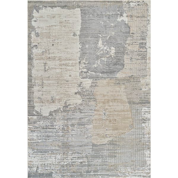 Tapis décoratif d'intérieur Nomad de Rug Branch 6 x 9 pi gris crème moderne à motif abstrait