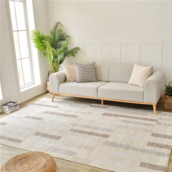 Rug Branch Nomad 8 x 10-ft Beige Brown Contemporary Abstract Striped Pattern Indoor Area Rug