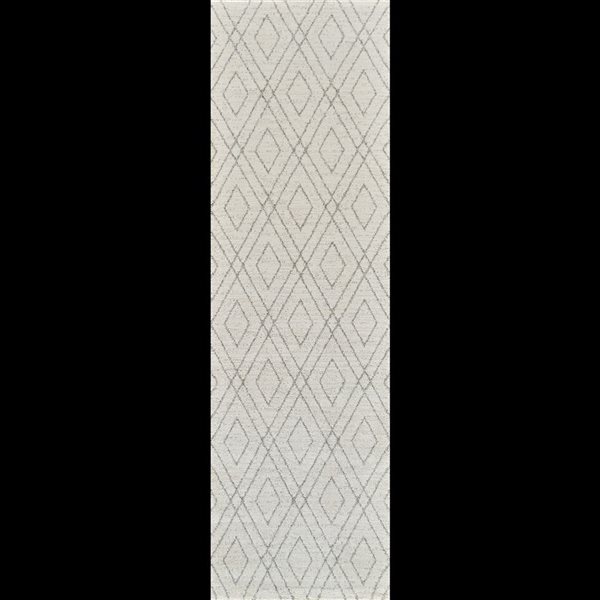 Tapis de couloir d'intérieur Casa de Rug Branch 2 x 8 pi gris beige moderne à motif tribal géométrique