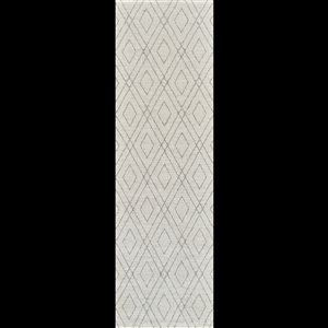 Tapis de couloir d'intérieur Casa de Rug Branch 2 x 8 pi gris beige moderne à motif tribal géométrique