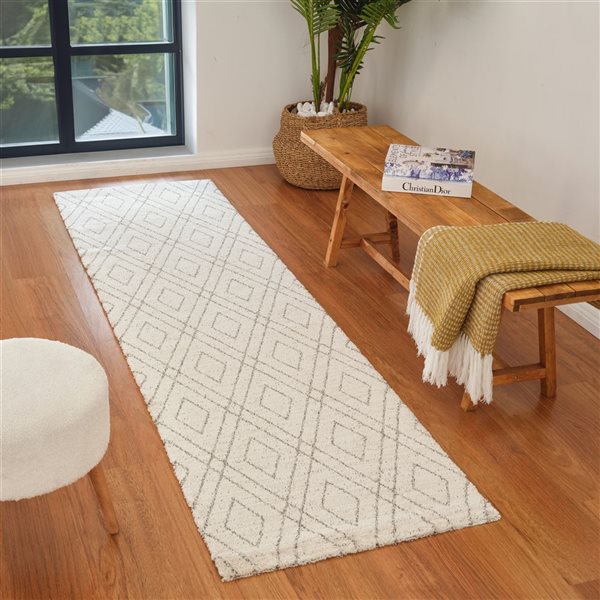 Rug Branch Casa 2 x 8-ft Beige Grey Modern Tribal Geometric Pattern Indoor Runner Rug