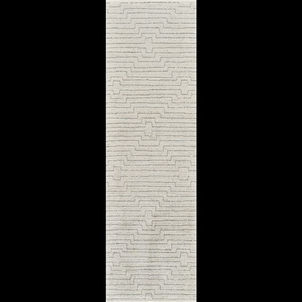 Tapis de couloir d'intérieur Casa de Rug Branch 2 x 8 pi crème beige moderne abstrait à motif de rayures