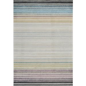 Rug Branch Nomad 6 x 9-ft Beige Blue Boho-Style Striped Pattern Indoor Area Rug