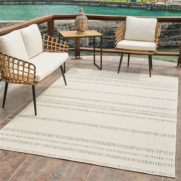 Rug Branch Maise 8 x 10-ft Cream Beige Modern Abstract Boho-Style Indoor/Outdoor Area Rug