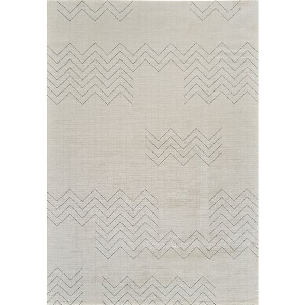 Tapis décoratif d'intérieur Casa de Rug Branch 6 x 9 pi crème beige moderne abstrait à motif en zigzag