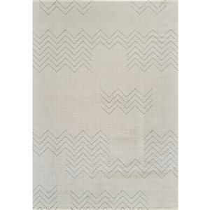 Tapis décoratif d'intérieur Casa de Rug Branch 6 x 9 pi crème beige moderne abstrait à motif en zigzag