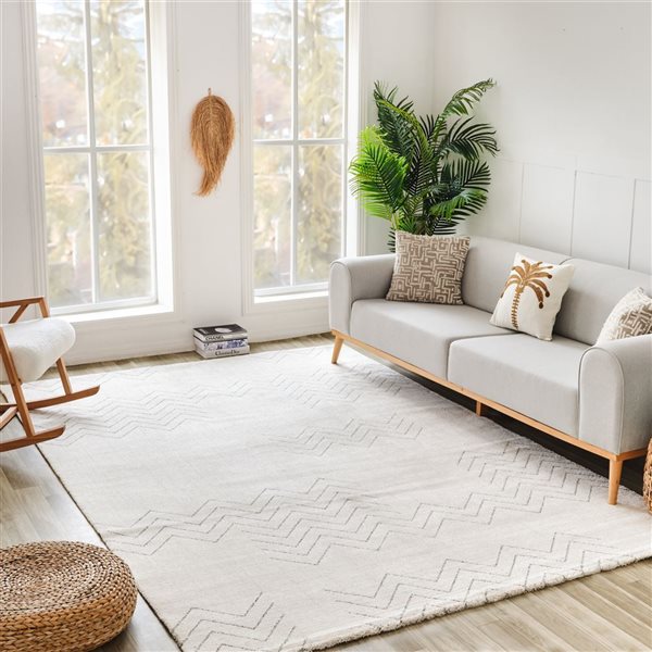 Rug Branch Casa 6 x 9-ft Beige Cream Modern Abstract Zigzag Pattern Indoor Area Rug