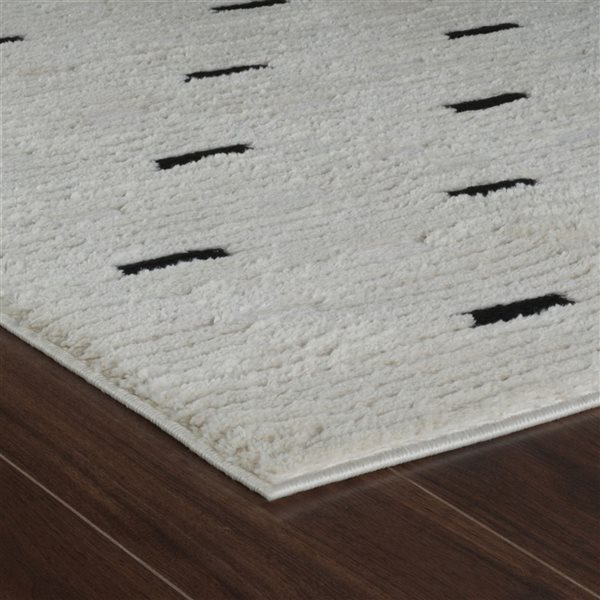 Tapis décoratif d'intérieur Domus de Rug Branch 4 x 6 pi noir crème moderne à motif abstrait de pointillé