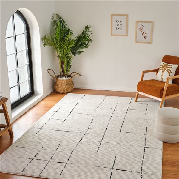 Rug Branch Domus 5 x 7-ft Green Cream Modern Abstract Tic-Tac-Toe Pattern Indoor Area Rug