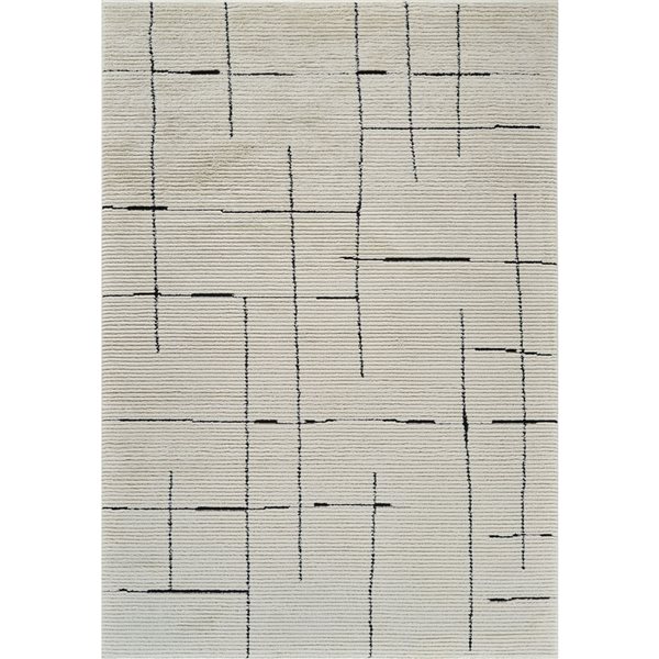 Rug Branch Domus 6 x 9-ft Green Cream Modern Abstract Tic-Tac-Toe Pattern Indoor Area Rug