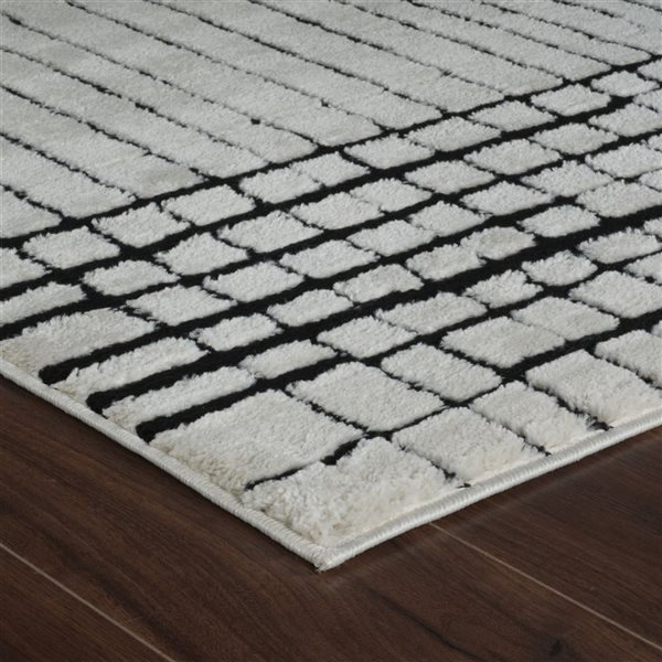 Rug Branch Domus 8 x 10-ft Cream Black Modern Checked Pattern Indoor Area Rug