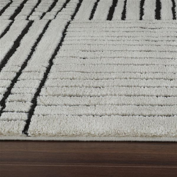 Rug Branch Domus 8 x 10-ft Cream Black Modern Checked Pattern Indoor Area Rug