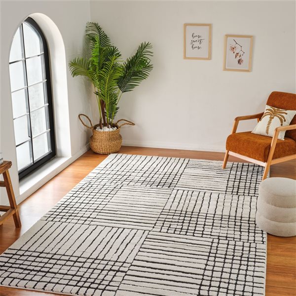 Rug Branch Domus 8 x 10-ft Cream Black Modern Checked Pattern Indoor Area Rug