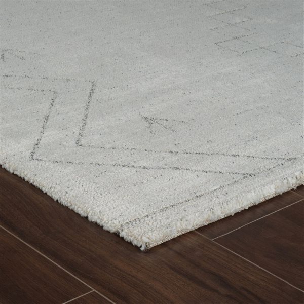 Tapis de couloir d'intérieur Casa de Rug Branch 2 x 8 pi beige crème moderne abstrait à motif tribal