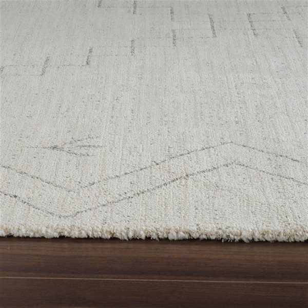 Tapis de couloir d'intérieur Casa de Rug Branch 2 x 8 pi beige crème moderne abstrait à motif tribal