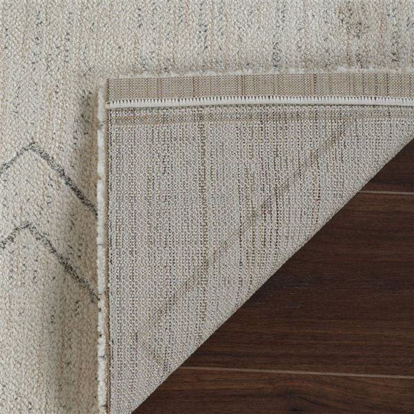 Tapis de couloir d'intérieur Casa de Rug Branch 2 x 8 pi beige crème moderne abstrait à motif tribal