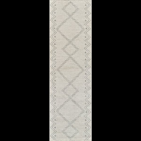 Tapis de couloir d'intérieur Casa de Rug Branch 2 x 8 pi beige crème moderne abstrait à motif tribal