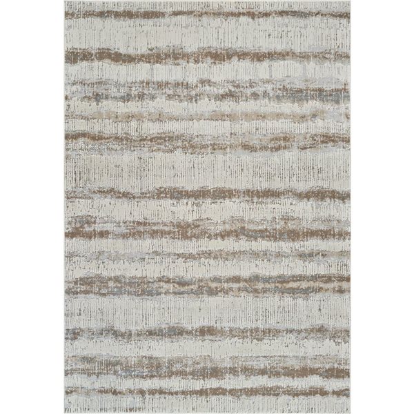 Tapis décoratif d'intérieur Nomad de Rug Branch 8 x 10 pi brun beige moderne abstrait à motif de rayures