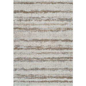 Tapis décoratif d'intérieur Nomad de Rug Branch 8 x 10 pi brun beige moderne abstrait à motif de rayures