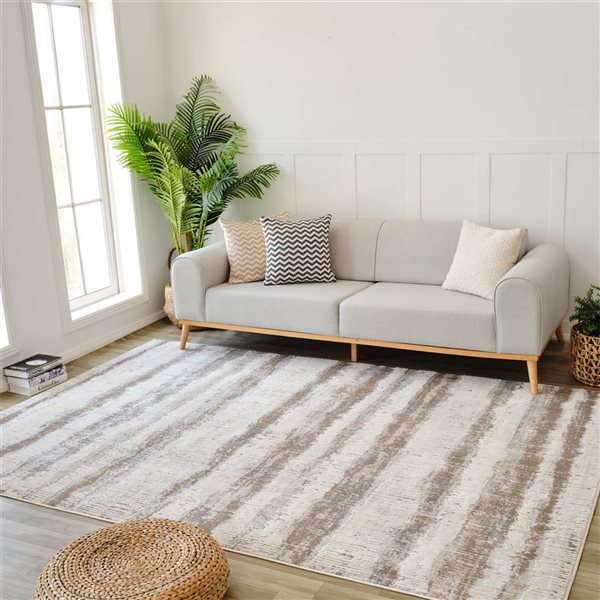 Rug Branch Nomad 8 x 10-ft Beige Brown Modern Abstract Striped Pattern Indoor Area Rug