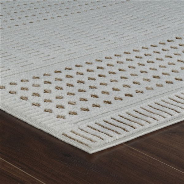 Tapis décoratif int./ext. Maise de Rug Branch 5 x 7 pi brun beige moderne style bohème abstrait