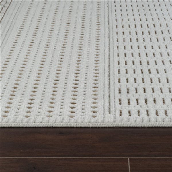 Tapis décoratif int./ext. Maise de Rug Branch 5 x 7 pi brun beige moderne style bohème abstrait