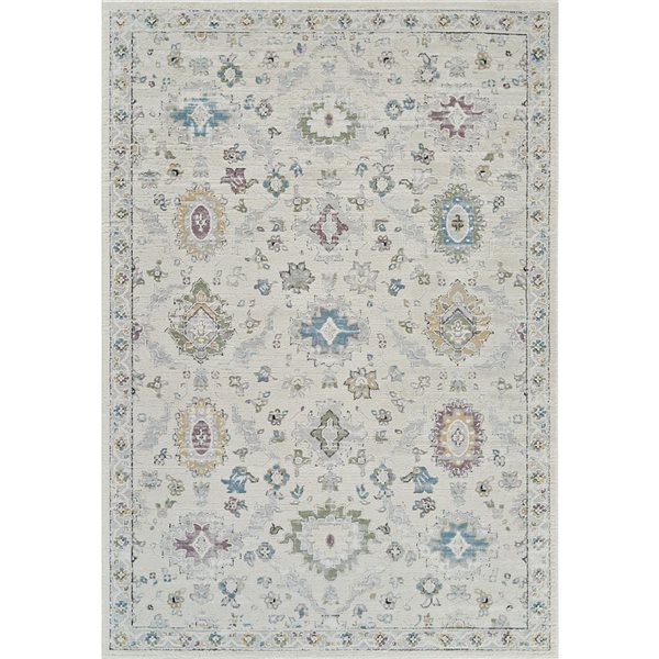 Tapis décoratif d'intérieur Nomad de Rug Branch 5 x 7 pi crème beige classique de style oriental