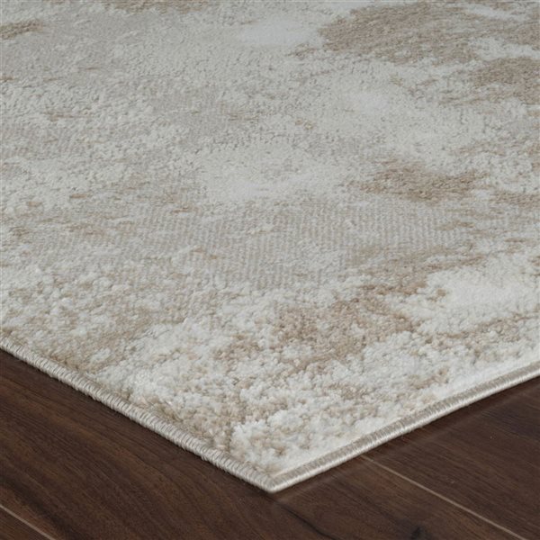 Tapis décoratif d'intérieur Nomad de Rug Branch 8 x 10 pi crème beige abstrait de style côtier