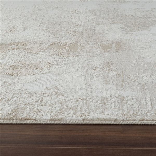 Tapis décoratif d'intérieur Nomad de Rug Branch 8 x 10 pi crème beige abstrait de style côtier