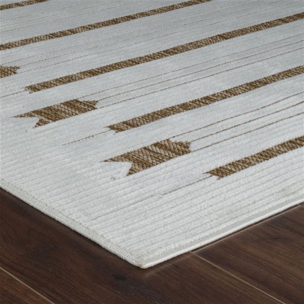 Tapis décoratif int./ext. Maise de Rug Branch 5 x 7 pi brun beige moderne abstrait