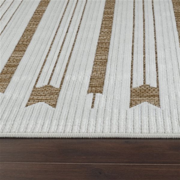 Tapis décoratif int./ext. Maise de Rug Branch 5 x 7 pi brun beige moderne abstrait