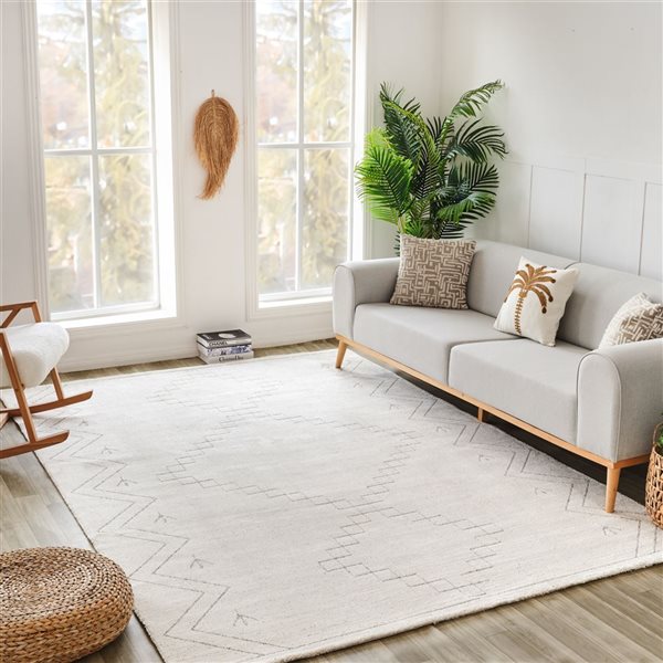 Rug Branch Casa 5 x 7-ft Beige Cream Modern Abstract Tribal Pattern Indoor Area Rug