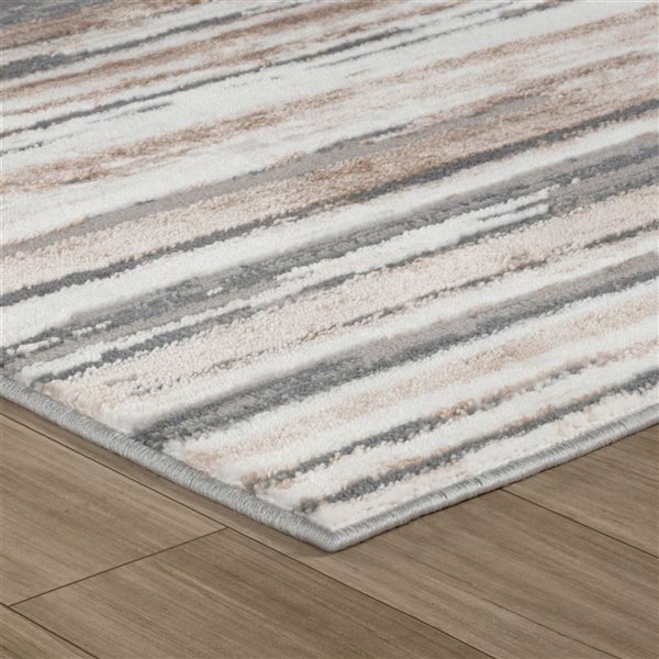 Tapis décoratif d'intérieur Atlas de Rug Branch 5 x 7 pi beige gris moderne à motif camouflage abstrait